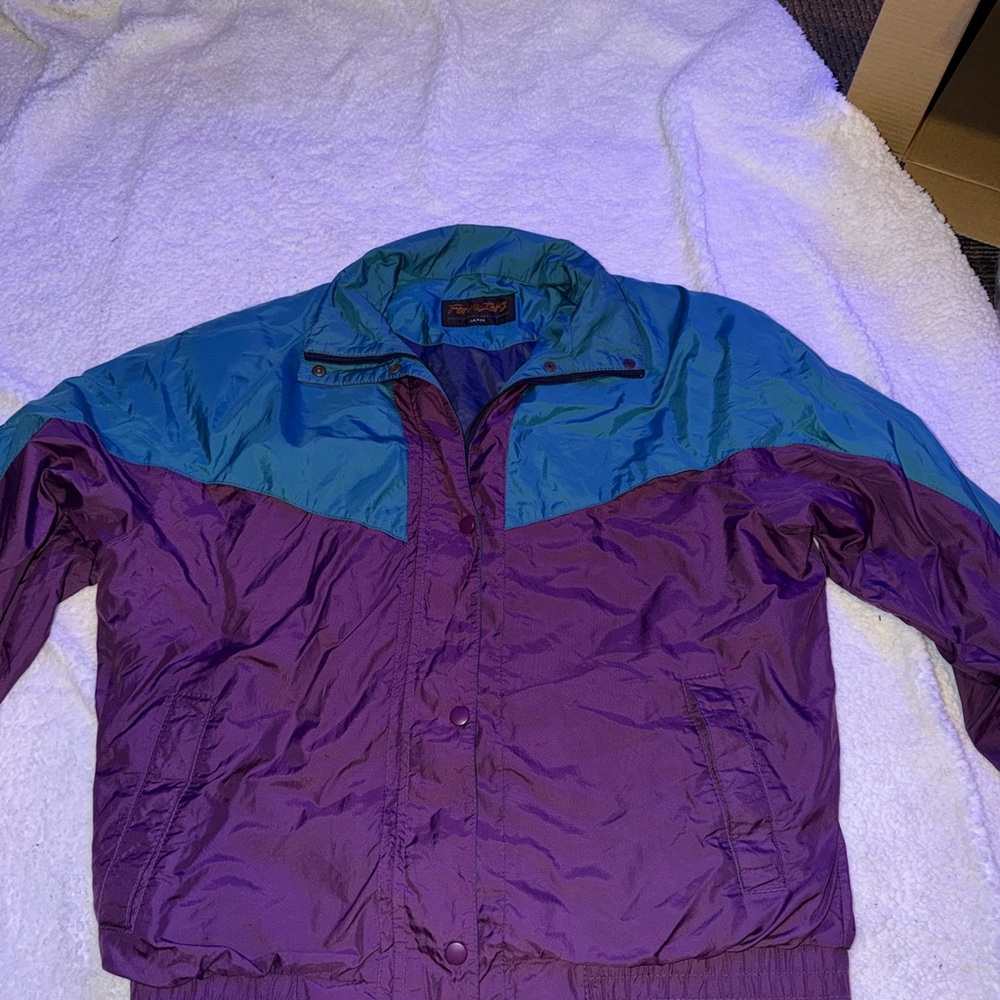 Vintage Two-Tone Teal and Purple Windbreaker Jacket